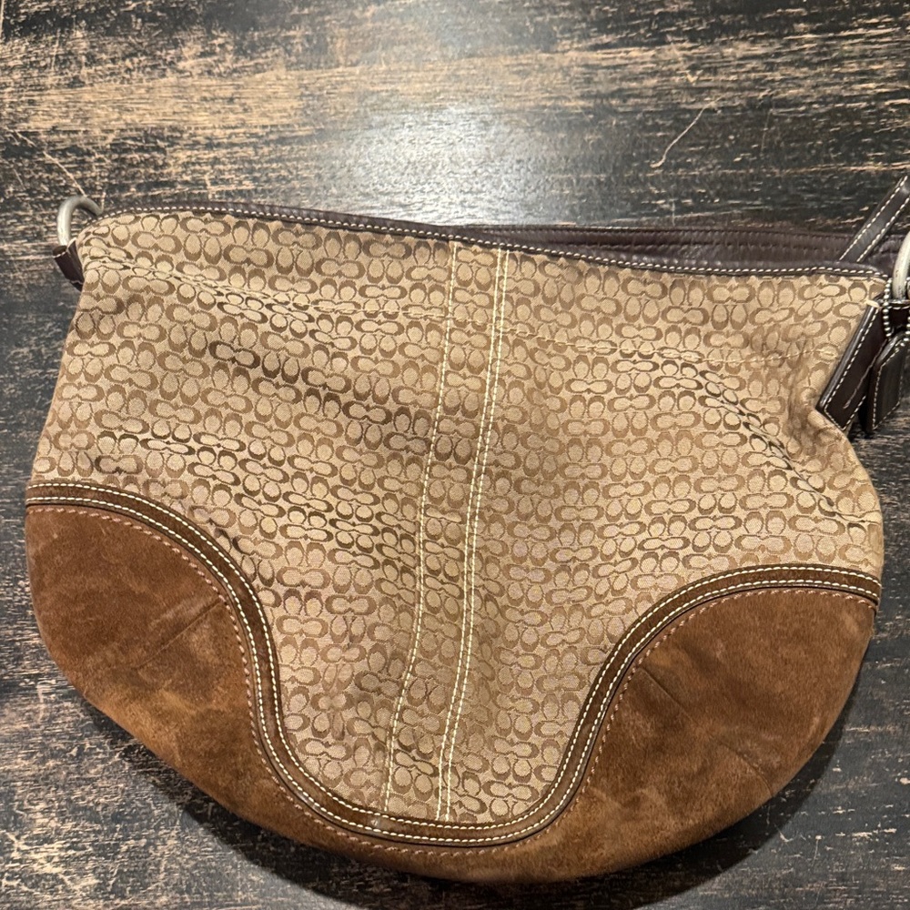 Coach Tan and Brown Shoulder Bag
